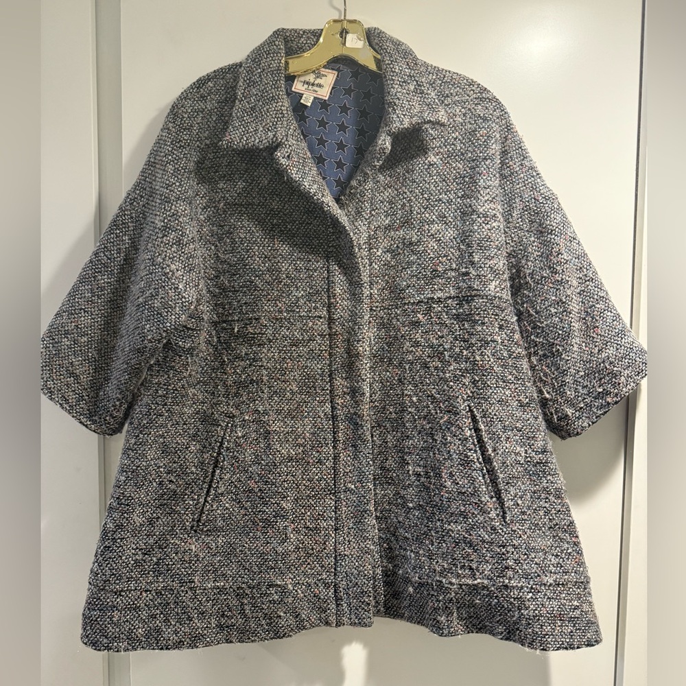 PipletteTextured Gray Cape Coat